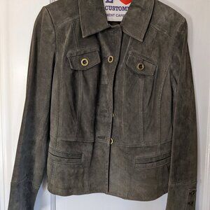 Ann Taylor Loft suede moss green jacket, size 4